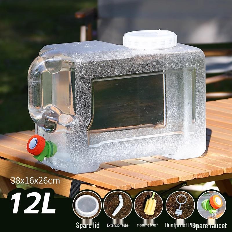 Großer transparenter Outdoor-Wassertank mit Hahn für Auto Reisen und Selbstfahrertouren.