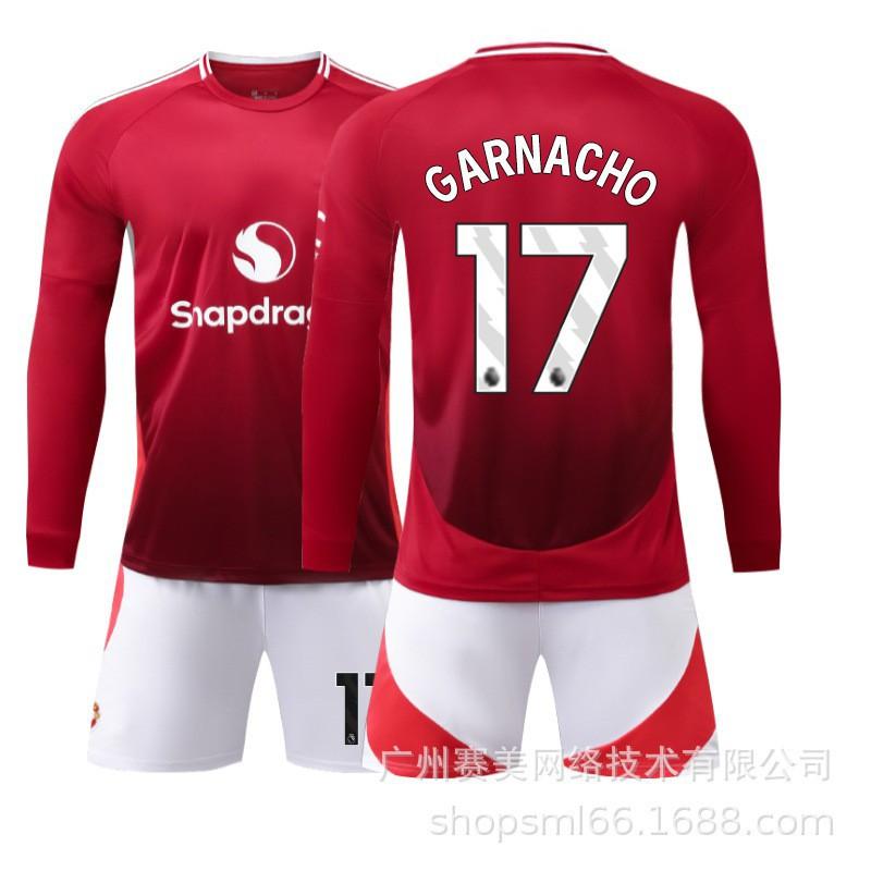 2425 Diavoli Rossi Divisa da Calcio per Bambini Casa N°. 17 Ghana Joe 10 Rathford C Ronaldo B Fee Maglia Manica Lunga Set