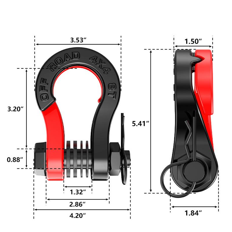 Split trailer shackles 2Pcs Trailer U-hook 8Ton 3/4" D Shackles Set for Vehicle Recovery 4WD Offroad Parts Towing Hook