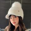 Hat Women's Autumn and Winter New Cycling Warm Ear Protection Knitted Hat Cold-proof Plush Thickened Wool Hat