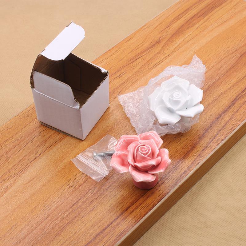 Antique Bronze Rose Ceramic Greenish White Pumpkin Handle for Kitchen Cabinet Wardrobe