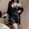 1011 new sexy solid color lace suspender nightdress women's summer pure desire wind Ice Ribbon chest pad loungewear set