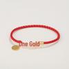 Fu Brand Leather Bracelet with Gold Buckle and Lucky Beads for Men, Women, Couples