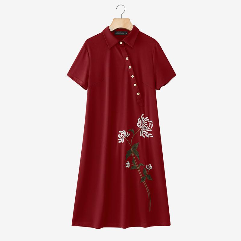 

ZANZEA Women Turn Down Collar Casual Short Sleeve Print Dress 5XL вино красного