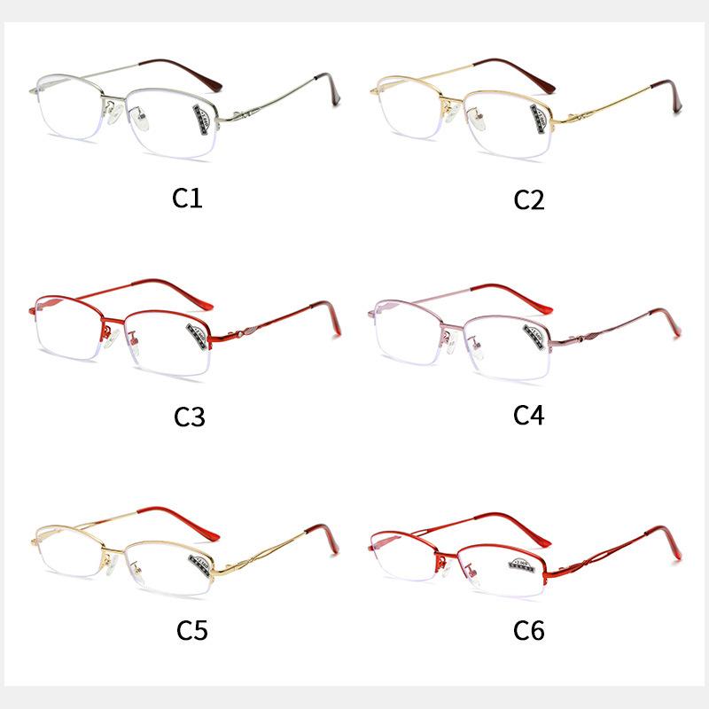 Metal Half-Frame Anti-Blue Reading Glasses Plain Age-Reducing Reading Glasses Women'S Ultra-Light Elderly Reading Glasses