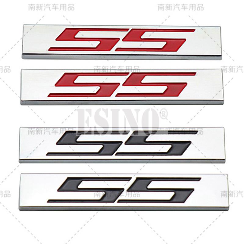 2 x 3D SS Metal Chrome Zinc Alloy Emblem Car Body SS Badge Sticker Decal Adhesive Badge for Chevrolet SS Camaro SS