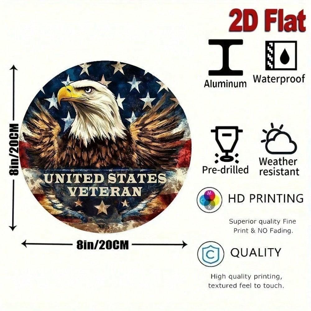 Vintage Tin Sign 8x8 Inch US Veteran Tribute Patriotic Decor Metal Wall Art for Home Bar Garage Man Cave