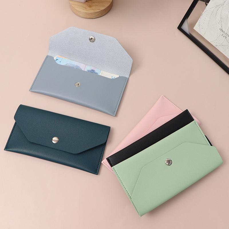 Ultra-Thin Cash Envelope Wallet For Male Female Wear-Resistant Pu Leather Money Binder Organizer Waterproof Money Pouch Holder