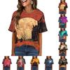 Women's Casual Short Sleeve Pullover Top Halloween Print Round Neck Pocket Loose Fit Blouse for Everyday Wear