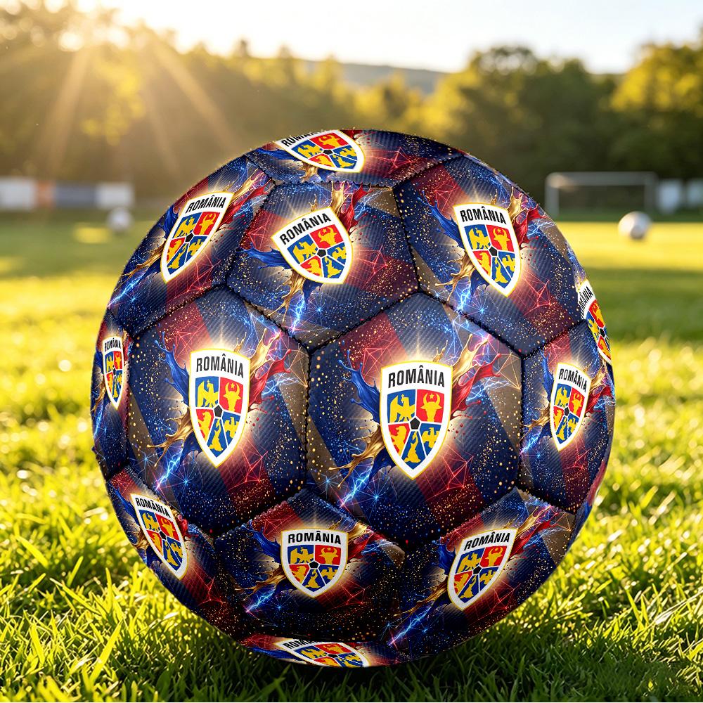 Pallone da Calcio Stampato Romania Taglia 5 Resistente all'Usura Standard per Allenamento Adulti Regalo per tifosi per Partite Sportive Indoor Outdoor