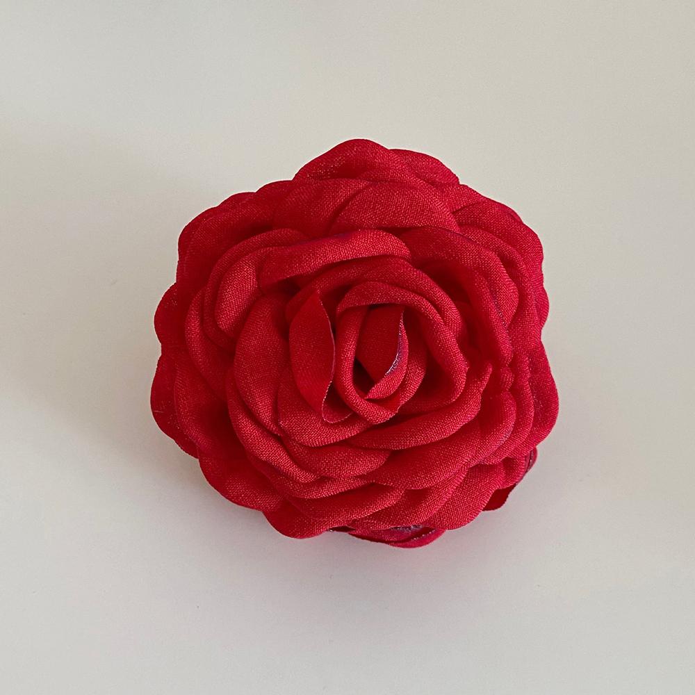 Fashion Satin Rose Flower Large Hair Claw Clip for Women  Spring Summer Trendy Design Korean Colored Hairpin Headdress