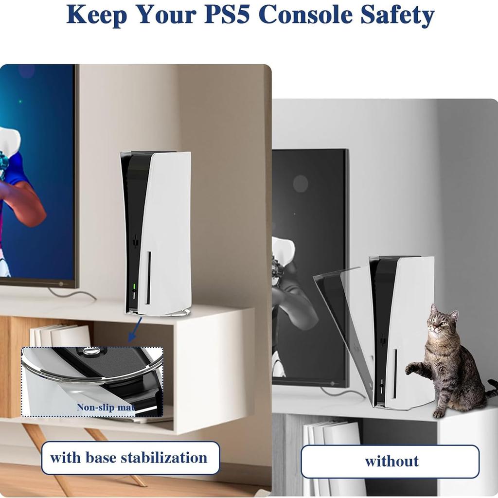 RDFJ PS5 Series Improved Heat Vertical Stand for PRO with All PS5 Stand, Space-Saving, Stable, Anti-Tip, Earthquake-Resistant, Scratch-Resistant,