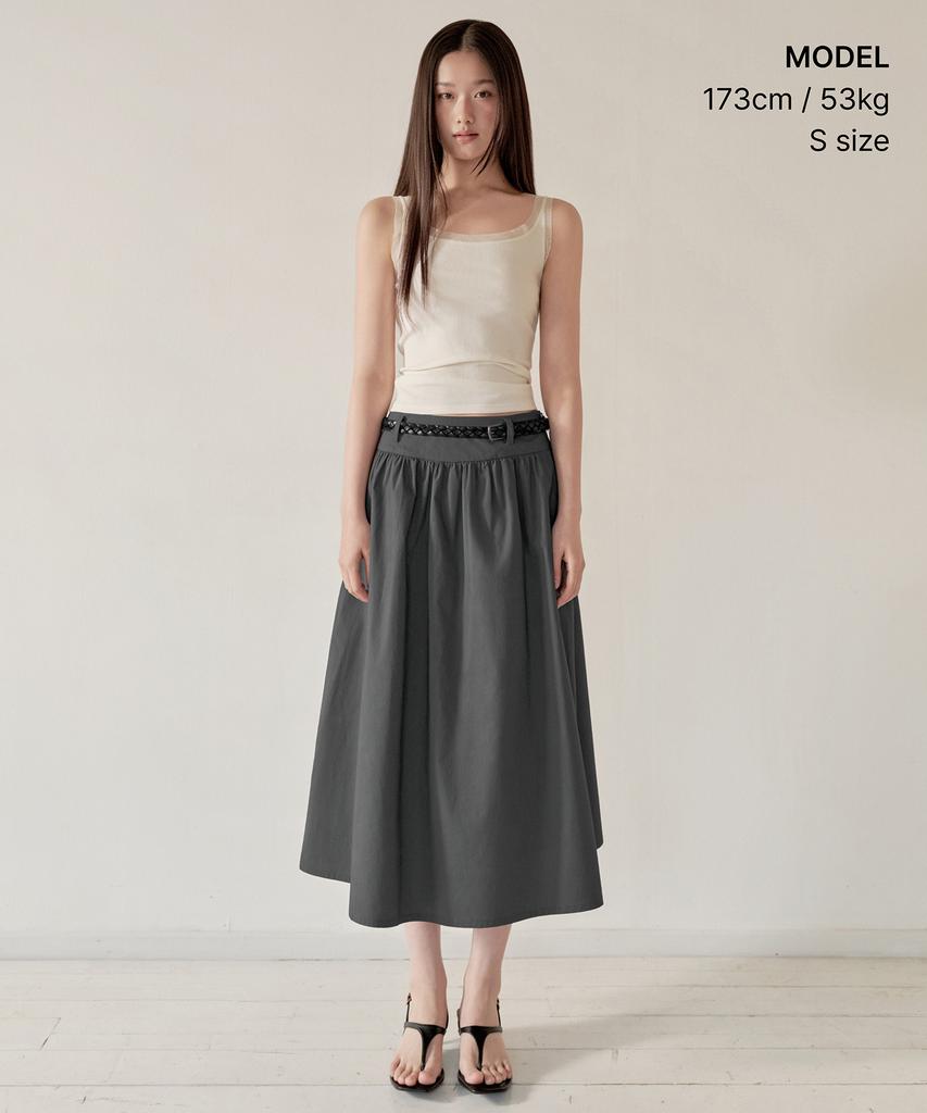 Musinsa Standard Woman Women'S Poplin Low-Waisted Long Skirt [Dark Gray]