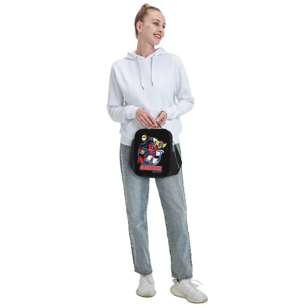 Grendizer und Actarus Isolierte Lunchtaschen Damen UFO Roboter Goldrake Tragbare Kühltasche Thermische Lebensmittel Bento Box Kinder Schule Kinder