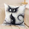 Whimsical Cat Art Cushion Cover Silky Short Plush Invisible Zipper Dustproof Sofa Pillow Case For Home Decor