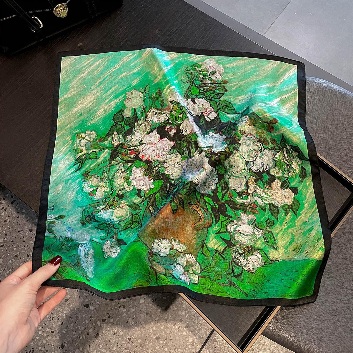 

Brand 100% Silk Scarf Women Neck Hair Foulard Square Hijab Print Poncho Scarves Bandana 53cm New Wrap Kerchief Headband Shawls Real Silk 53x53cm