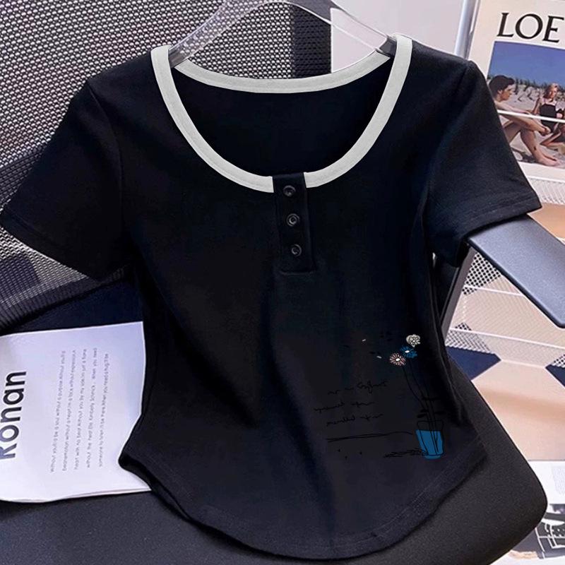 Summer 2025 Women's Plus Size Short Sleeve T-Shirt, 100% Pure Cotton, Tummy Covering, Casual American Style, Irregular Hem.