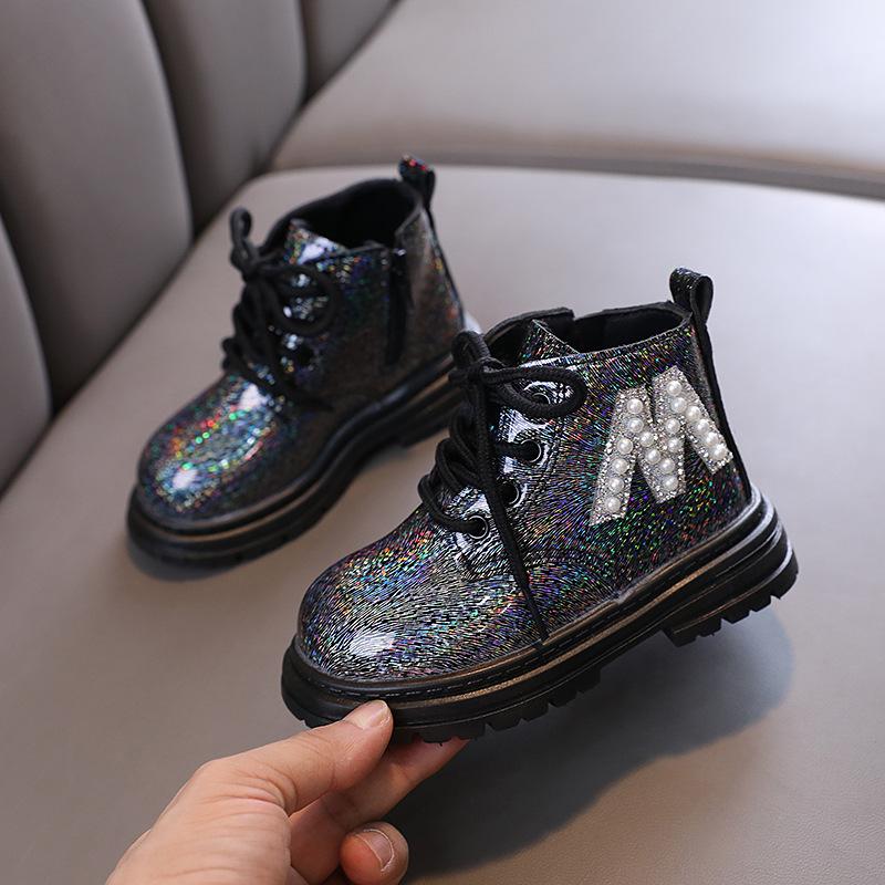 

Дитячі туфлі принцеси Дитячі зимові чоботи з паєтками на низькому каблуці Нові чоботи для дівчаток Дитячі повсякденні чоботи на низьких підборах 30 чорний