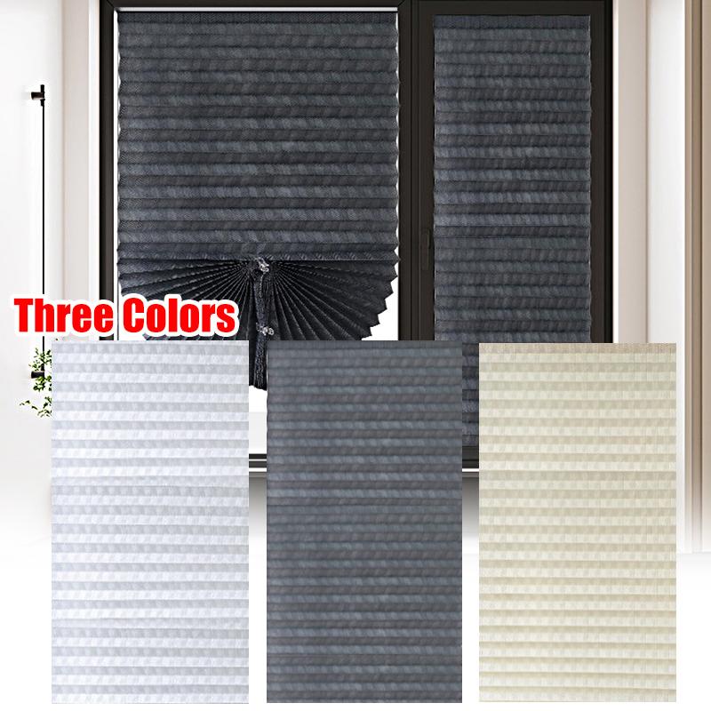 1PC Self-Adhesive Blinds Simple Polyester Curtain Window Paper Blinds Leaf Pleated Curtain Non-Woven 60/90x180cm
