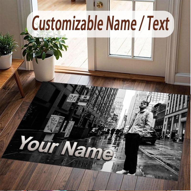 Custom Name Crystal Velvet Rug,Alex Warren Comfortable Anti Slip Floor Mat For Room Decoration
