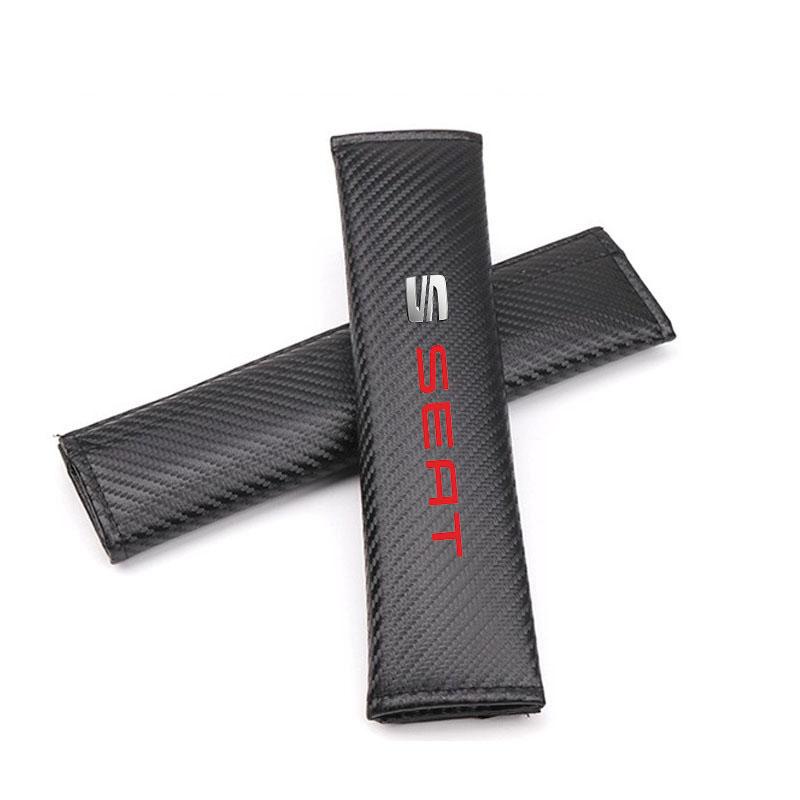 xkzh8 Car Carbon Fiber Seat Belt Protective Shoulder Cover for Seat Ibiza Leon Ateca Altea Arona Tarraco Toledo Exeo Auto Accessories