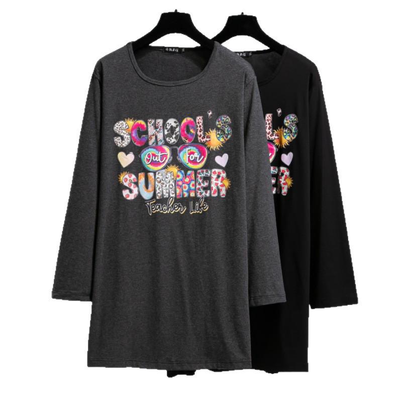 Women's Korean Style Plus Size Solid Color Long Sleeve T-Shirt - Fashionable Hot Stamping, Casual and Versatile for Autumn 2025