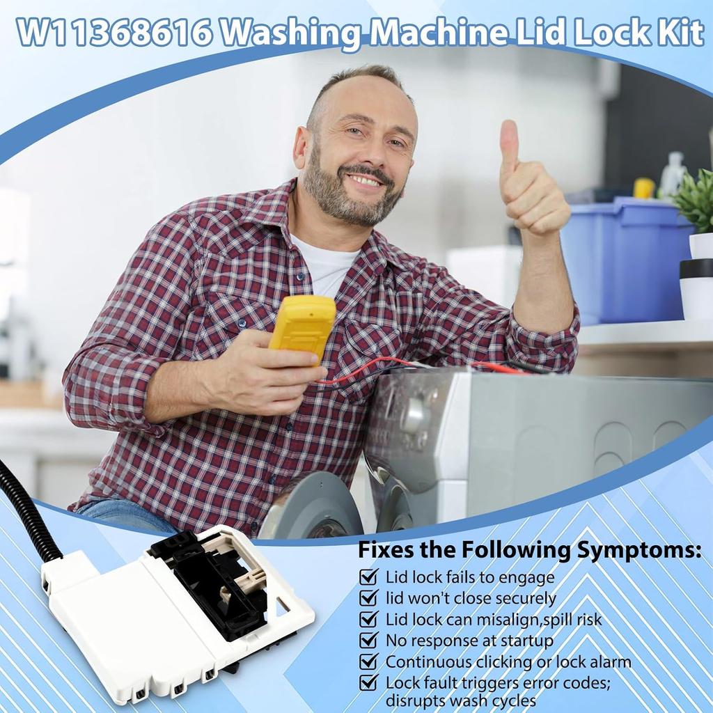 Compatible with W11368616 Washing Machine Lid Lock Switch | Compatible with W11670519, Top Load Washers, Washer Lid Lock Assembly Compatible with