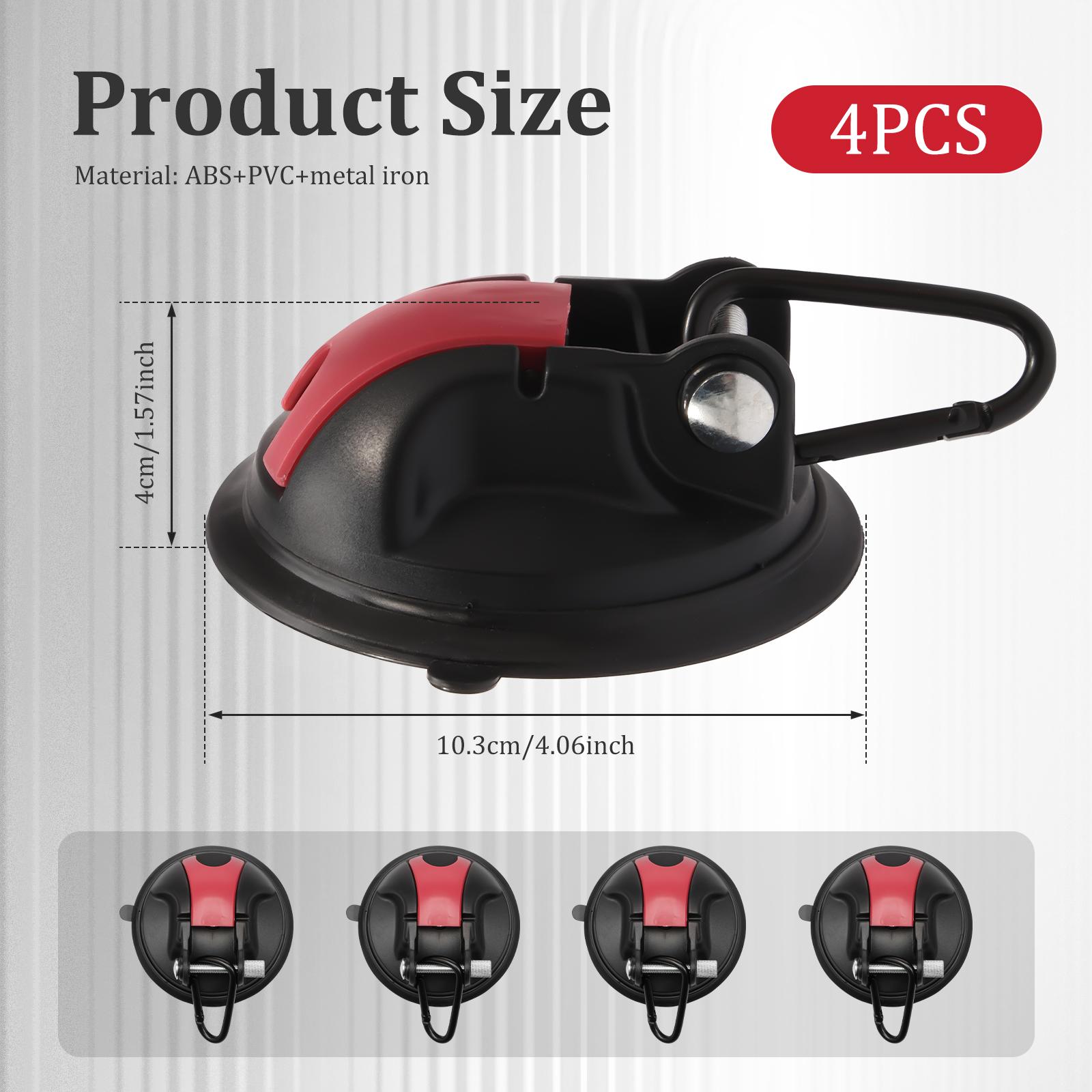 

Upgrade Strong Suction Cup Hooks No Drilling Car Suction Cups Anchor with Carabiner for RV Awning Camping Essentials Glass Tents 4pcs