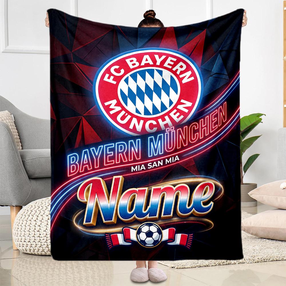 Bayern Munich Galaxy Artwork Customize Your Name Blanket Multi-purpose Personalized Blanket Comfortable for Bedding Living Room Bed Office Chair