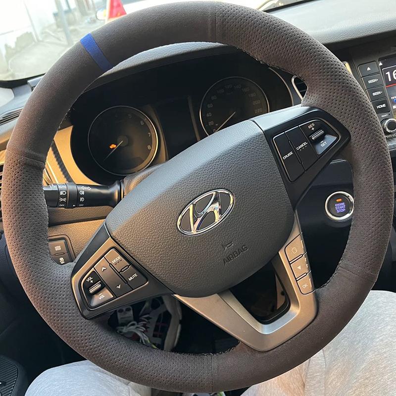 

Для Hyundai MISTRA 2014- ручної роботи вуглецеве волокно Шкіра Автомобільний Чохол на Кермо 11