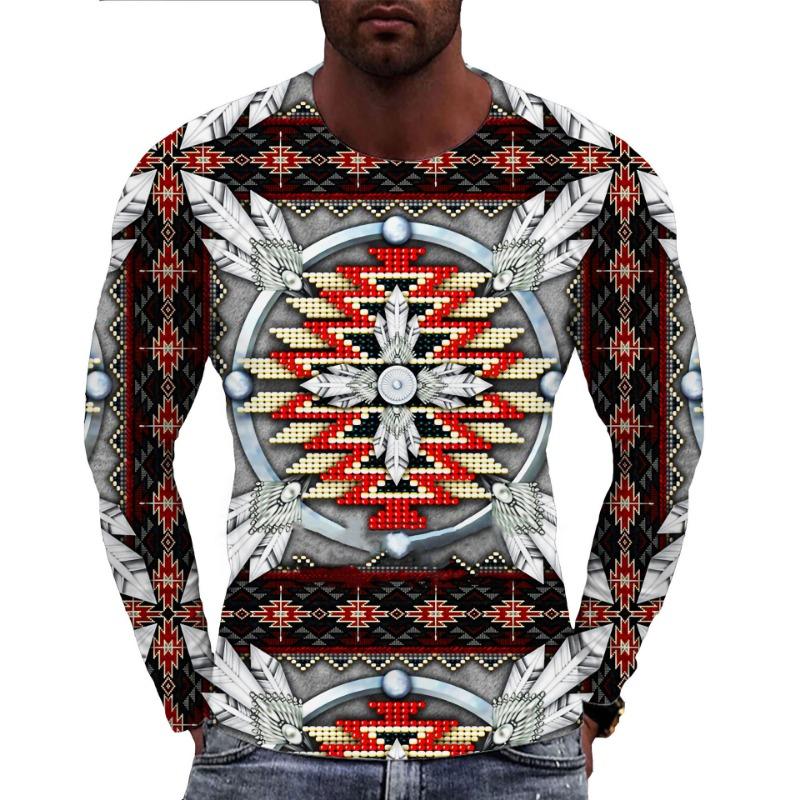 Indians Culture Men's Long Sleeve T-shirts 3D Print Fashion Harajuku Men T Shirt Top Street Loose Tee Casual Sports Men Clothing