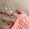 Stylish Bow Pink Knot Adjustable Open Ring For Women With Dazzling Gemstones Zirconia