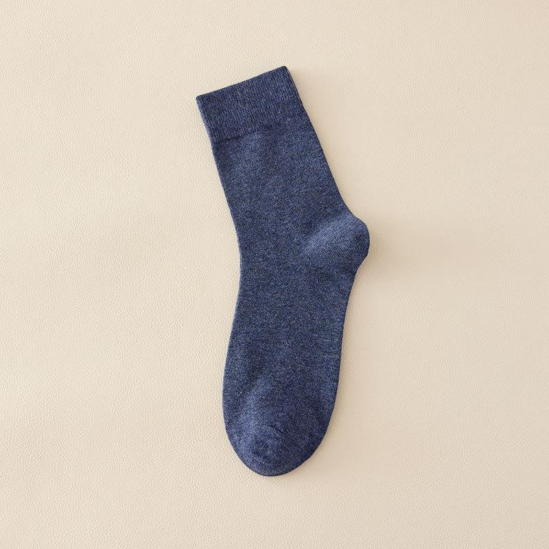 

Мужские весенне-осенние однотонные деловые носки-трубы из чистого хлопка, антибактериальные и дезодорирующие 1 pair синий