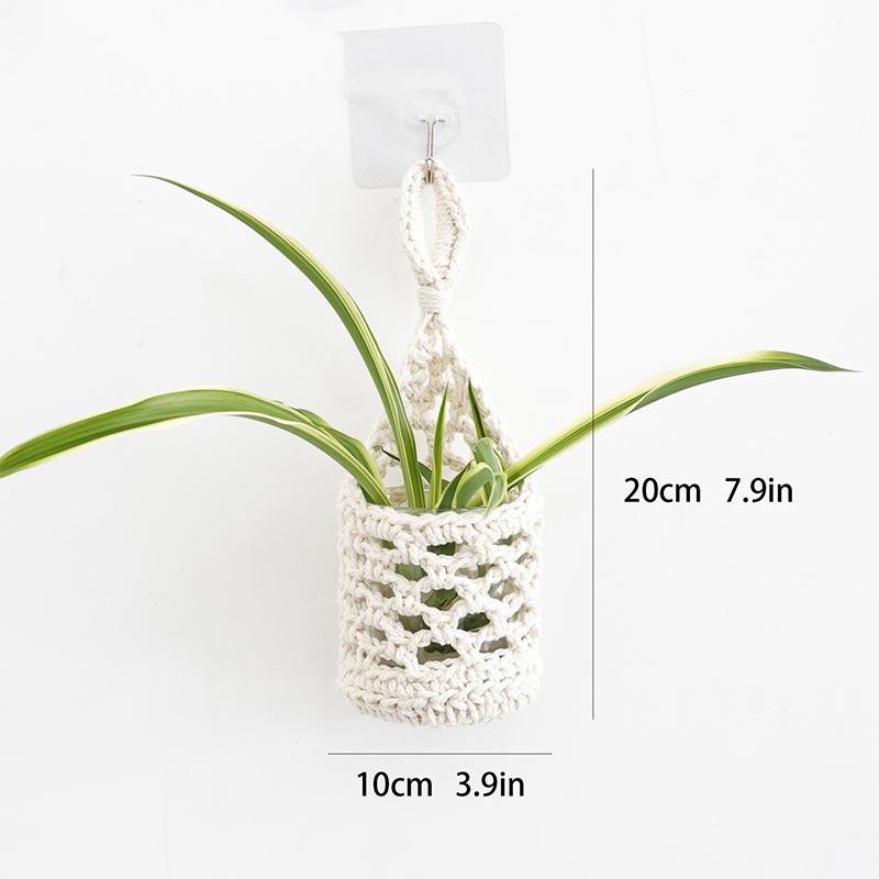 Boho Macramé Plantenhanger Mandje Voor Vetplantjes Katoenen Touw Geweven Hangmand Met Netzakje Huisdecoratie Organizer