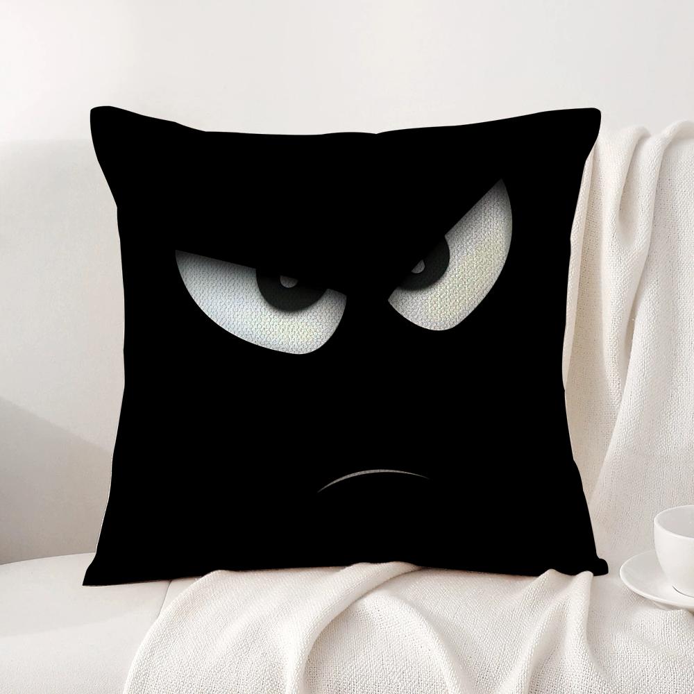 Black Emoticons Cushion Cover Summer Coolness Linen Fabric Double-Sided Printing Pillow Case Sofa Home Decor Gift