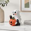 Creative Holiday Gifts for Friends Halloween Ghost Decoration, Holding Pumpkin Resin Figurine with Witch Spooky Table Ornaments Hat, Cute Tabletop