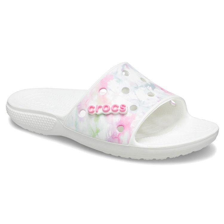 Crocs Lightweight Tie-Dye Print Slide Sandals Unisex Sandals White 207411-94S