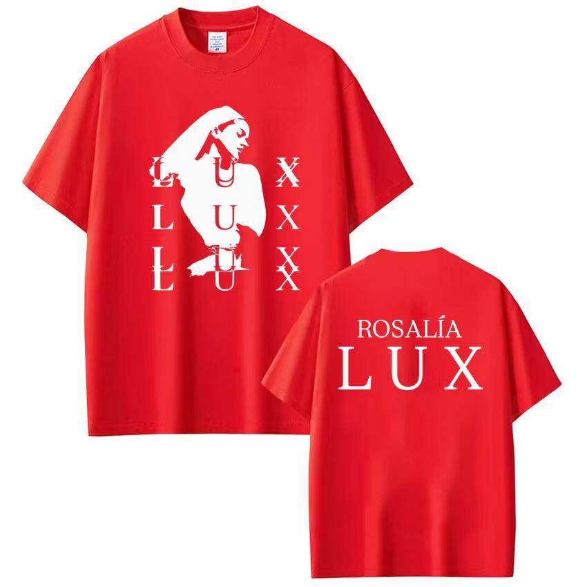Singer Rosalia Lux 2026 Album Tour Print Vintage Loose Cotton Fashion Casual Short Sleeve Unisex And Unisex TShirt