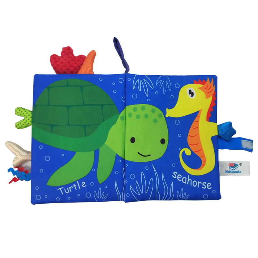 3D Tail Baby Cloth Book - Tear-Proof, Black & White/Red Crinkle Toy for Kids
