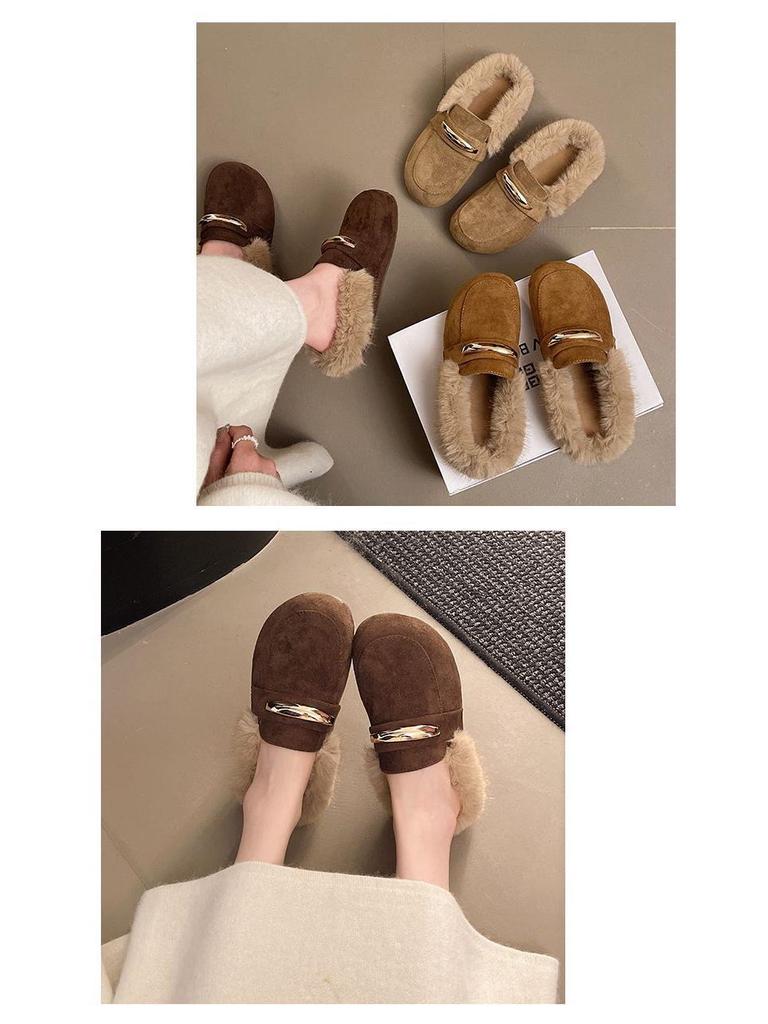 Birkenstock Women's Baotou Furry Slip-On Slippers - Autumn/Winter Style with Thick Sole and Height Increase