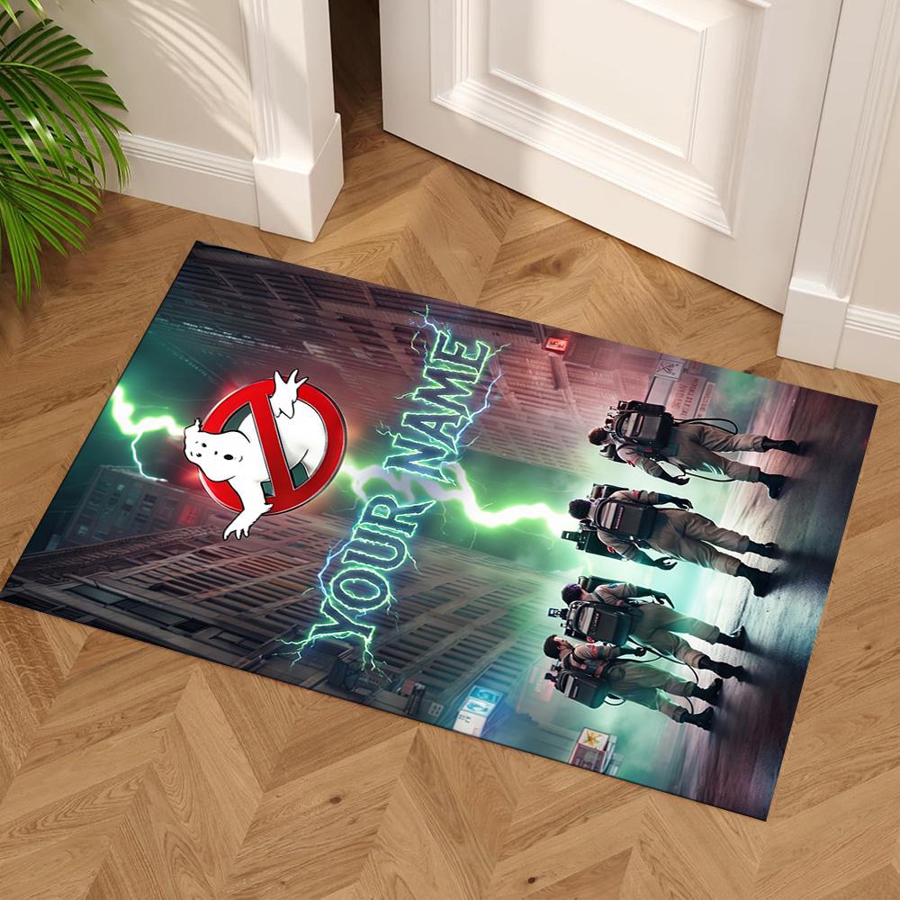Ghostbusters Personalized Text Floor Mat Suitable for Entryway Kitchen Study room Bedrooms Antislip Carpet Anime Office Decor Wedding Party Gift