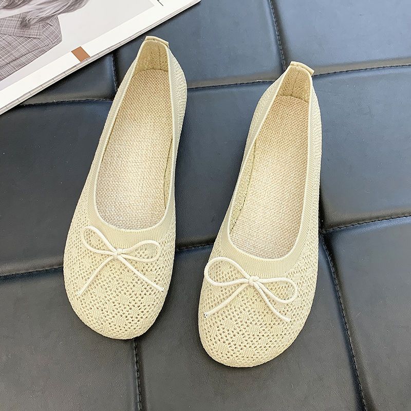 Fashion Comfortable and Elegant Slip On Women's Knitted Mesh Breathable Shoes Summer Casual Shallow Hollow Cheap 39 Flat Ladies Footwear