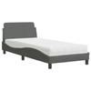 VidaXL Lit avec matelas gris foncé 90x190 cm tissu, meuble de chambre à coucher, lit simple, cadre de lit incurvé, sommier, 3208305