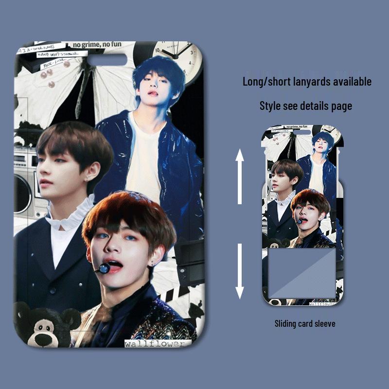 Kim Taehyung Sliding Plastic ID & Badge Holder for Students/Work/Bus Access