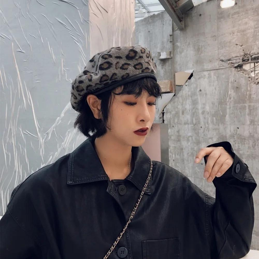 Women Warm Hats Leopard Berets Warm Winter Women Beret Braided Knit Hook Hats