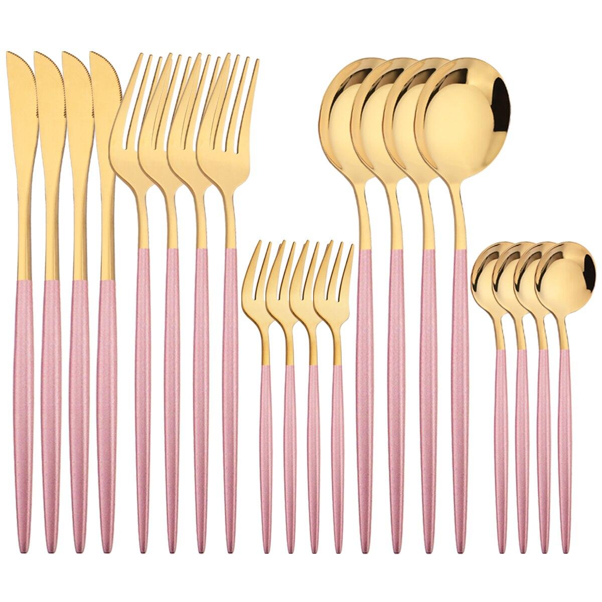 

20 шт., набор столовой посуды черного золота, нож, вилка для торта, чайная ложка, столовые приборы, зеркало, столовые приборы из нержавеющей стали, кухонное серебро золотой/розовый
