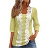 Women's Casual Fashion Lace Shirt Three-quarter Sleeve Top
