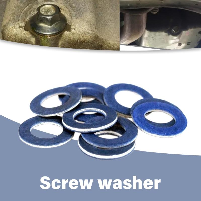 Set of 10 Engine Oil Drain Plug Seal Washer Easy Installation Oil Pans Gasket Heat Resistant Washers Car Accessories