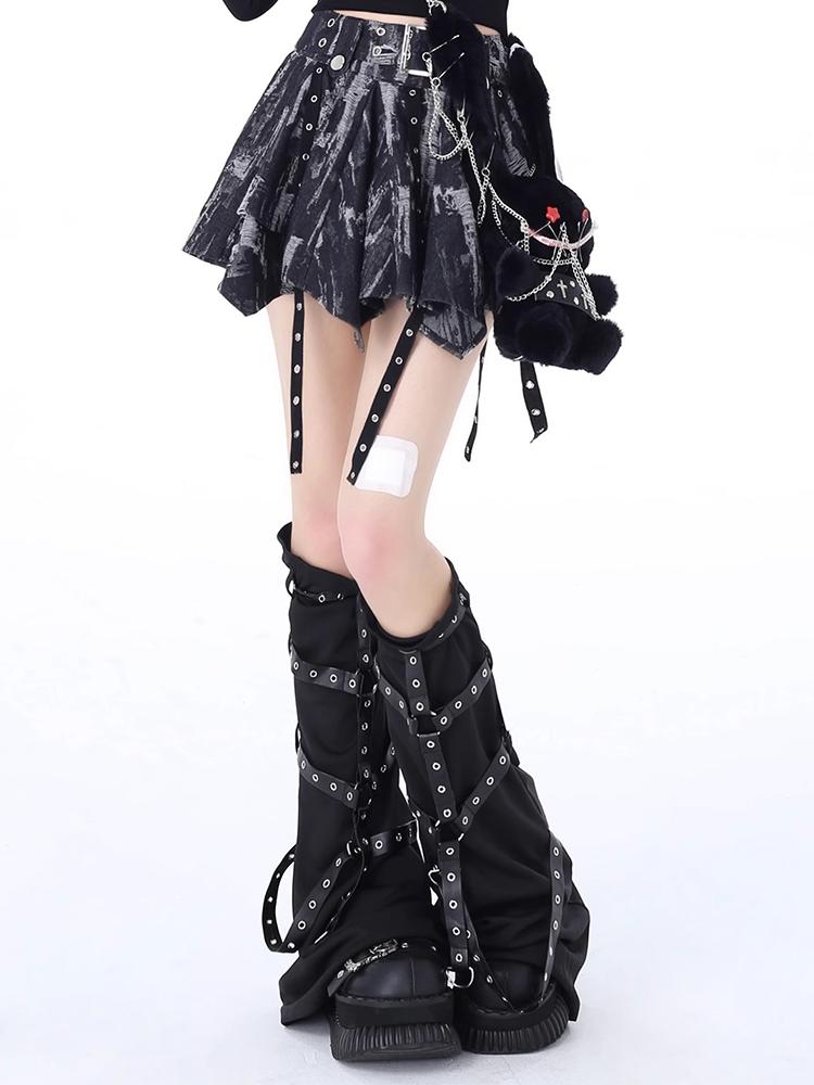 Gothic Women Grey A-line Skirt Y2k Mini Punk Skirts 90s Aesthetic Elegant Harajuku Vintage Denim Skirt 2000s Clothes Summer