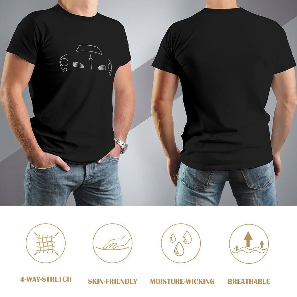 Karmann Ghia Outline Graphic (white) T-Shirt Hippie Clothes Cat Shirts Men Graphic T Shirts Men's Fashion T-shirts Cotton Top